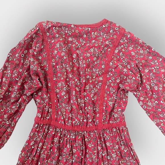 Max Studio Red Rust Floral Boho Hippie Midi Dress - Picture 5 of 6